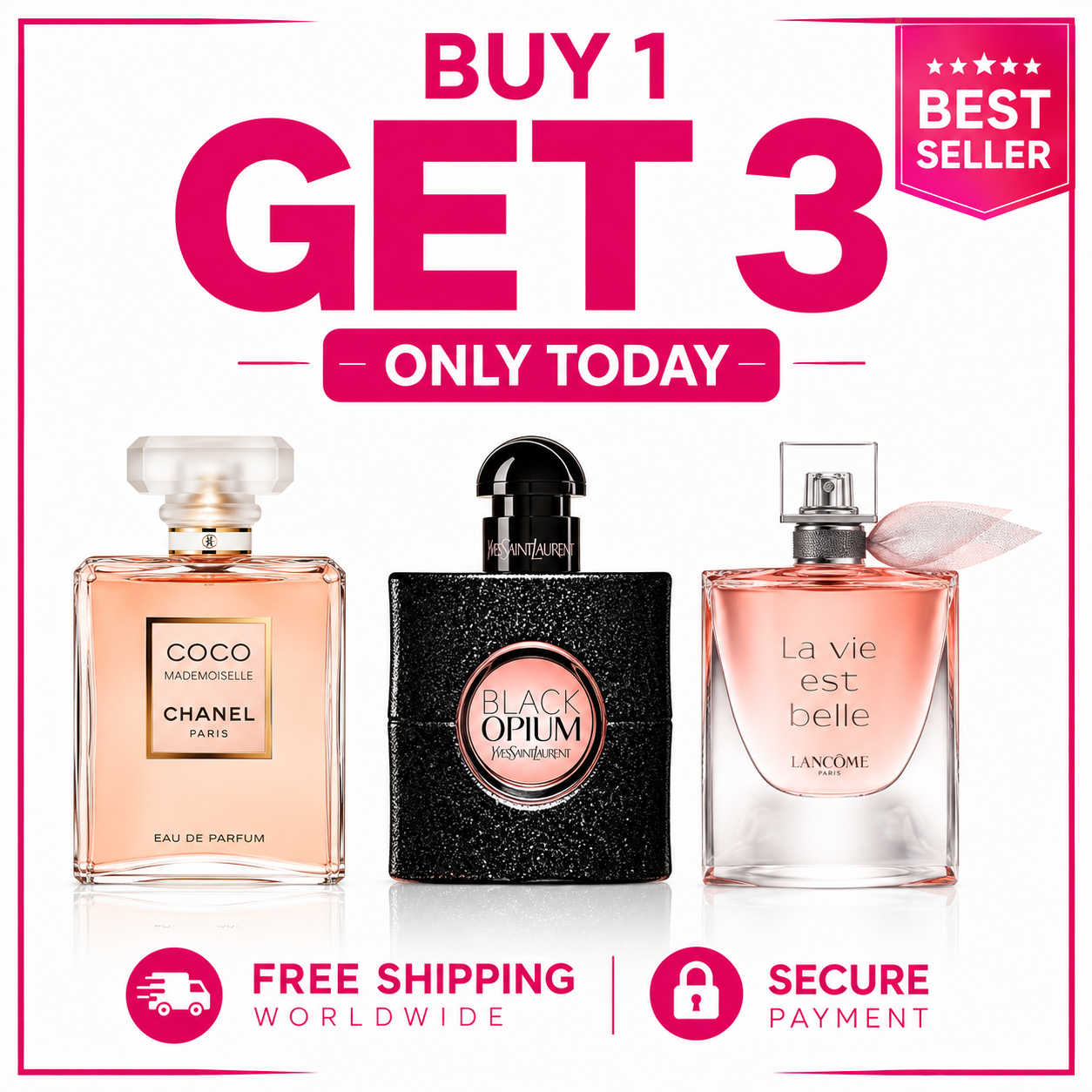 Signature Trio Her Edition — Coco Mademoiselle, Black Opium, La Vie Est Belle (100ml each)